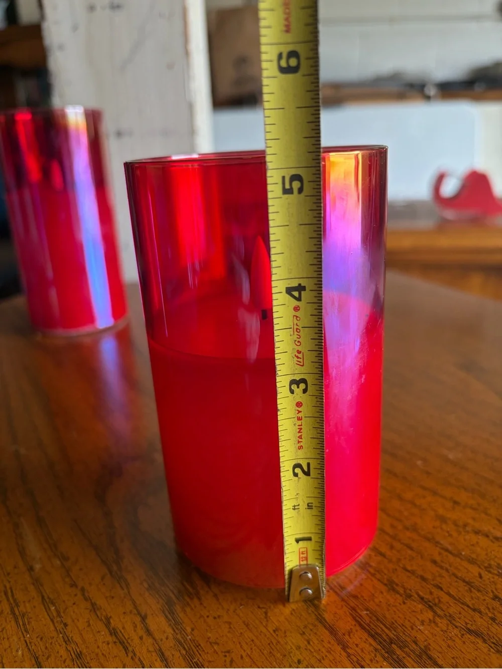 Red Glass Candle Set- Battery Operated